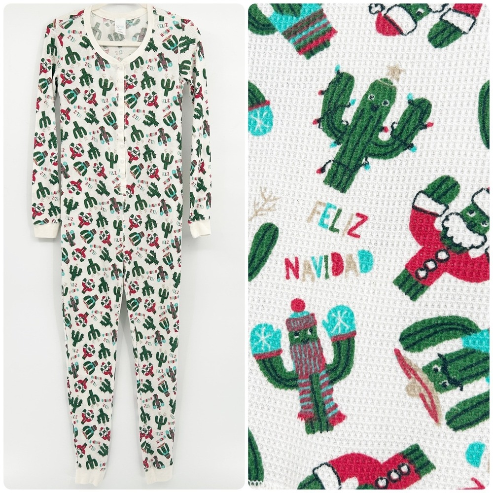 BP. x Undercover Womens Feliz Navidad Christmas Cactus Waffle Knit Romper Size M